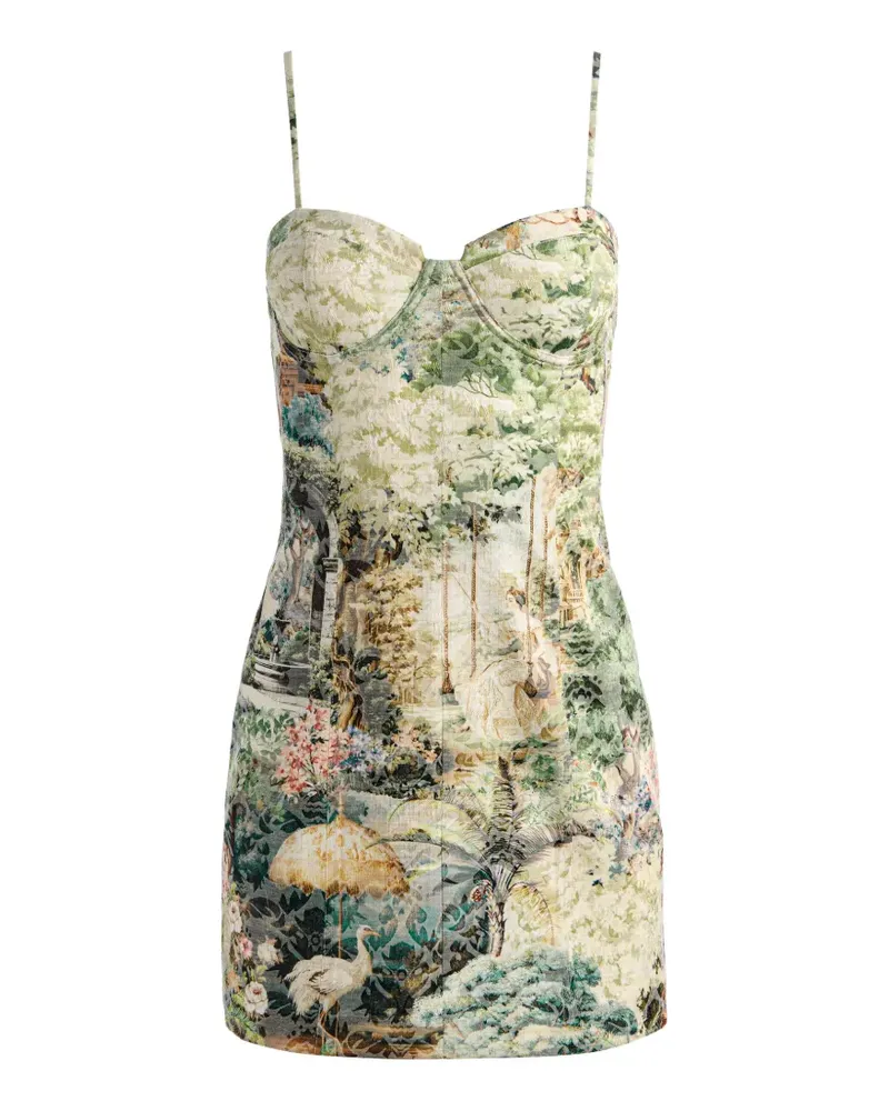 Alice + Olivia Corsage-Minikleid mit Nahtdetail - Grün Grün