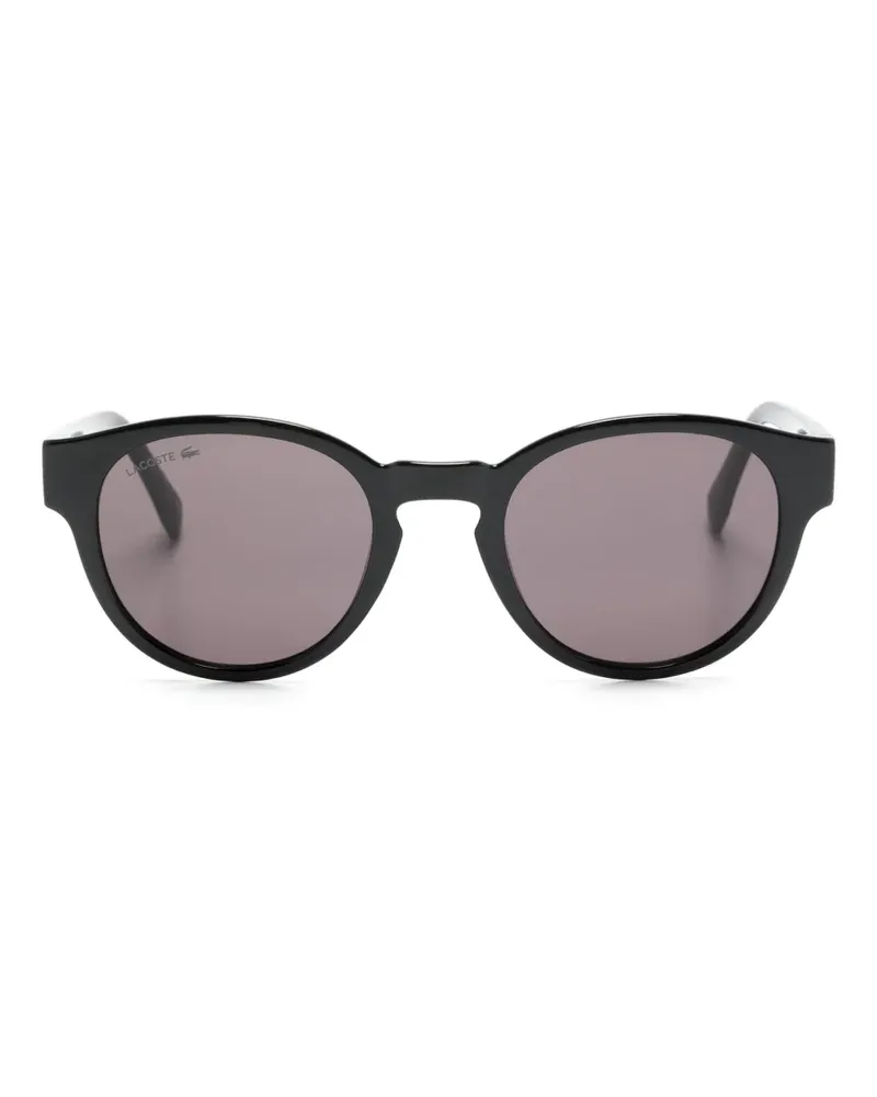 Lacoste Runde Sonnenbrille mit Logo-Gravur - Schwarz Schwarz