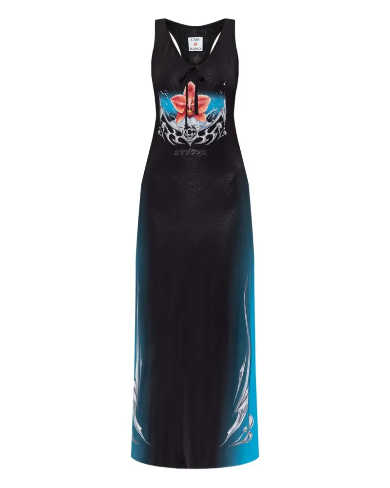 Casablanca Paris Blades Slinky Jersey-Midikleid - Schwarz Schwarz