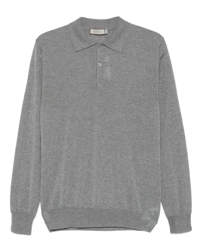 Canali Langärmeliges Poloshirt - Grau Grau