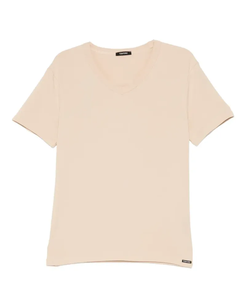 Tom Ford T-Shirt mit Logo-Patch - Nude Nude