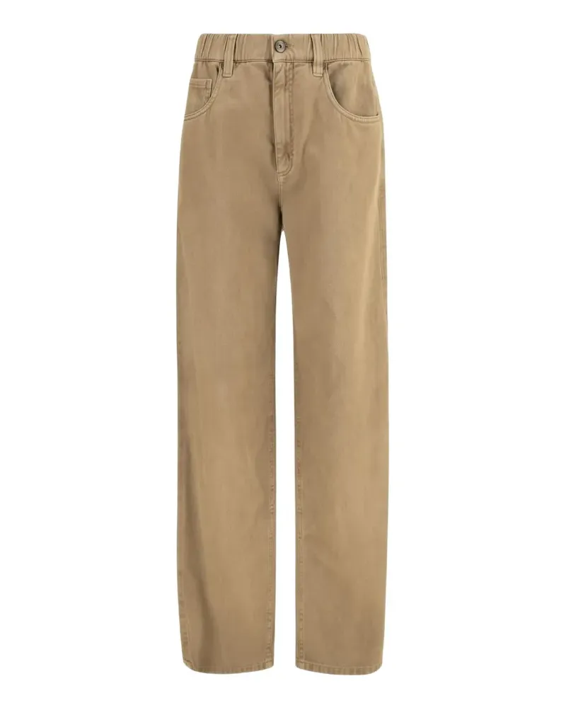 Brunello Cucinelli Gerade Hose mit elastischem Bund - Nude Nude