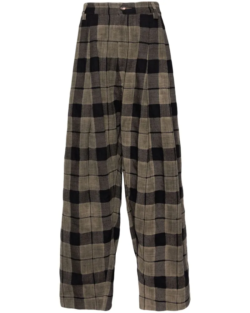 Ziggy Chen Karierte Straight-Leg-Hose - Grau Grau