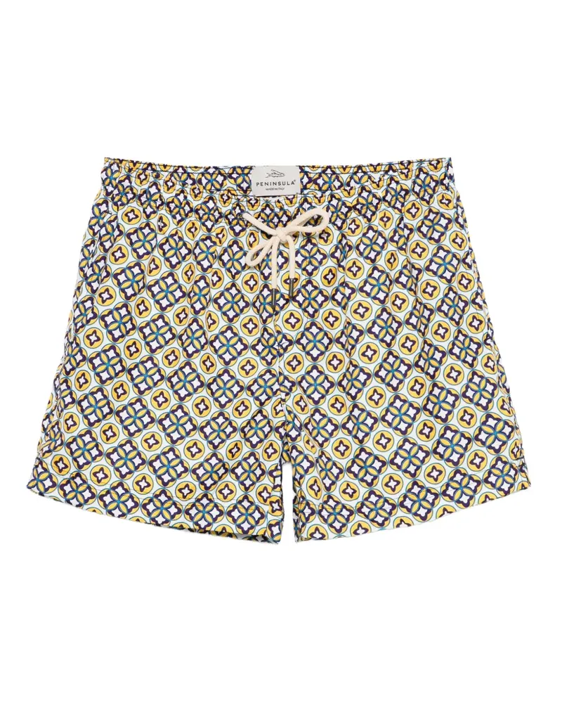 PENINSULA Badeshorts mit geometrischem Muster - Weiß Weiß