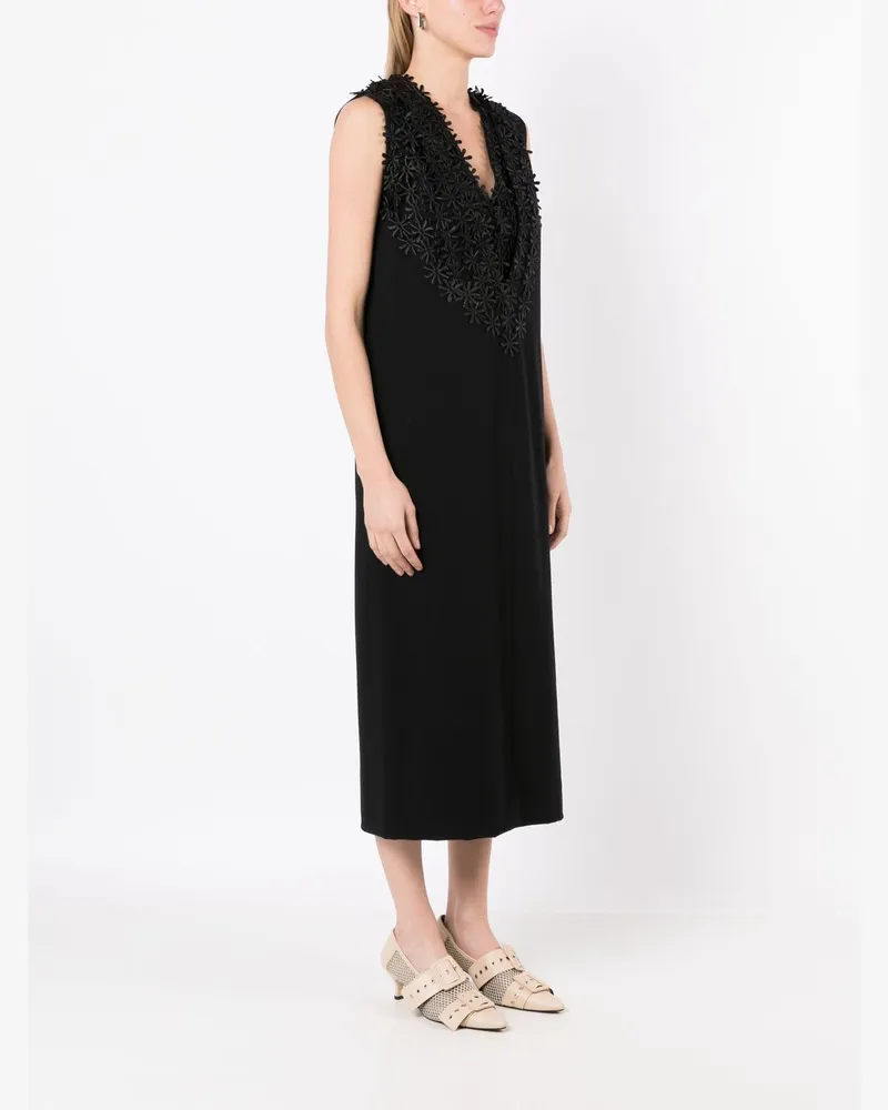 Gloria Coelho Midikleid mit Blumenmuster - Schwarz Schwarz