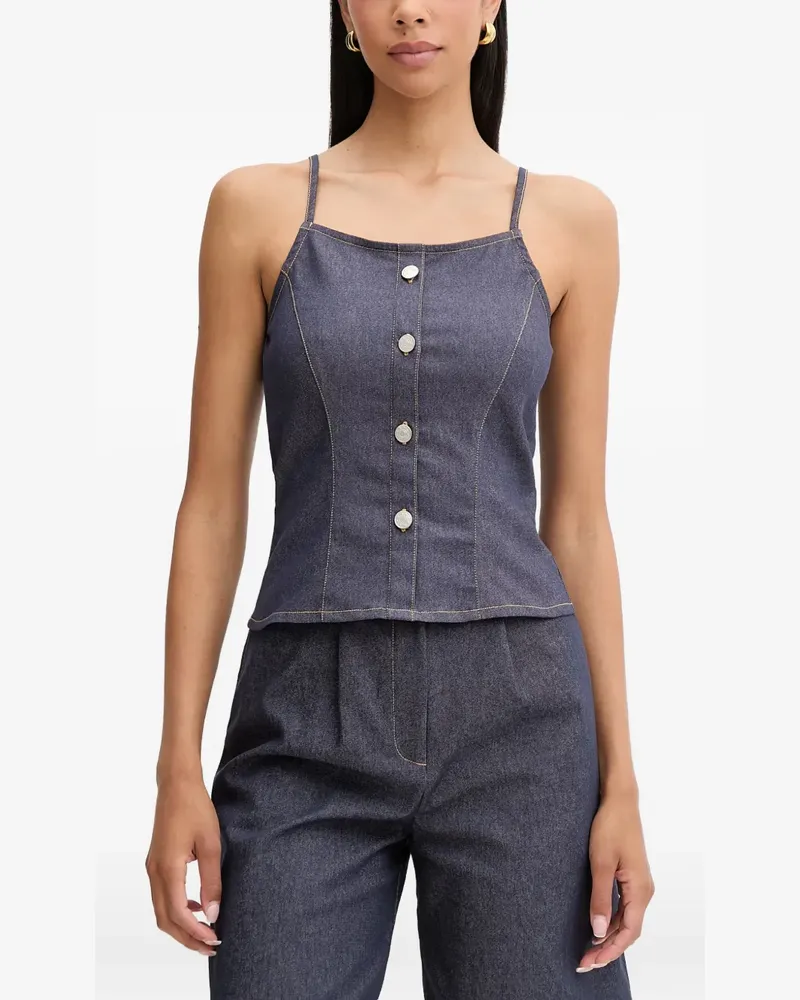 Morgan button-up denim top - Blau Blau