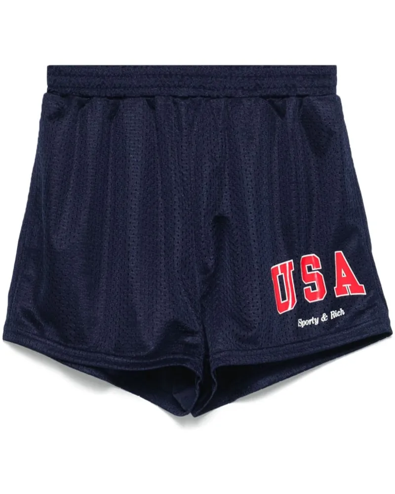 SPORTY & RICH USA Mesh Disco Shorts - Blau Blau