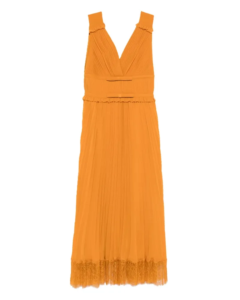 Self-Portrait Kleid mit Falten - Orange Orange