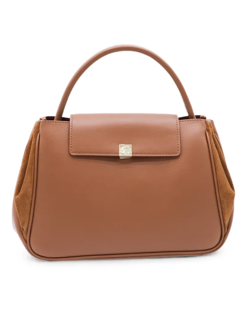 Coccinelle suede-panelled leather shoulder bag - Braun Braun
