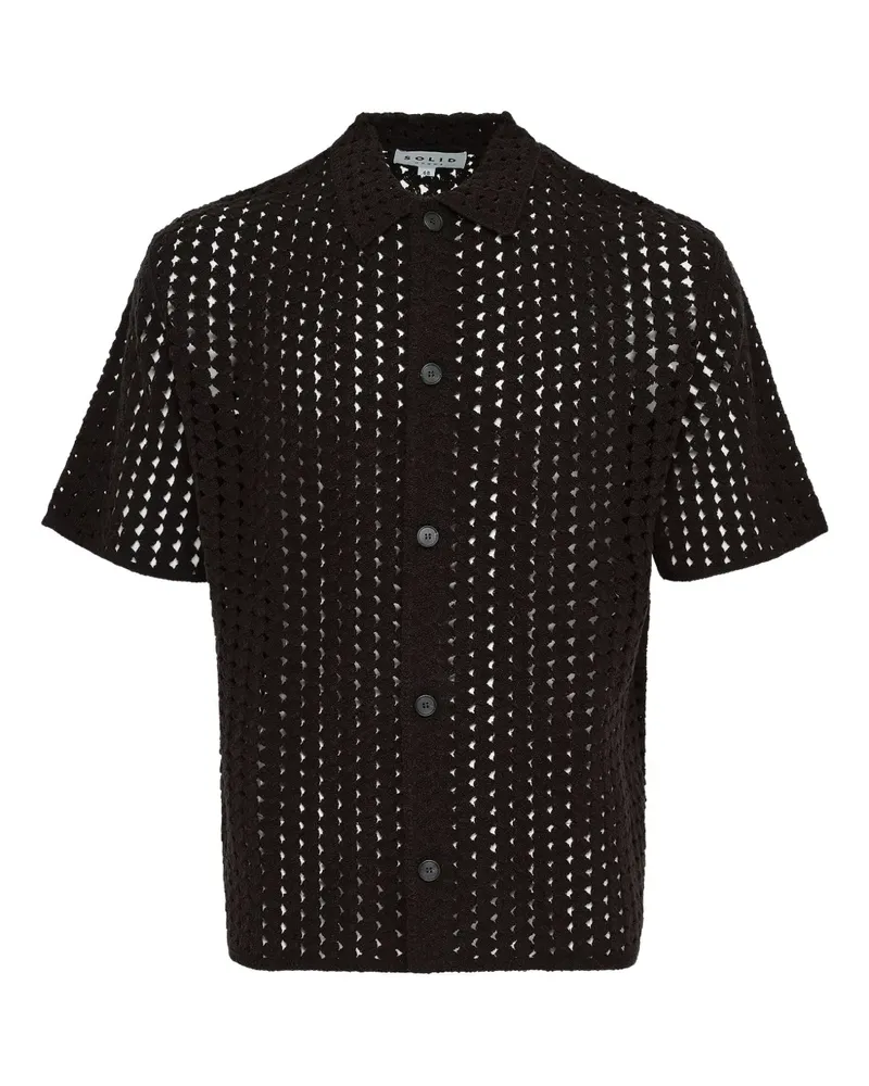 SOLID HOMME Gehäkeltes Hemd - Schwarz Schwarz