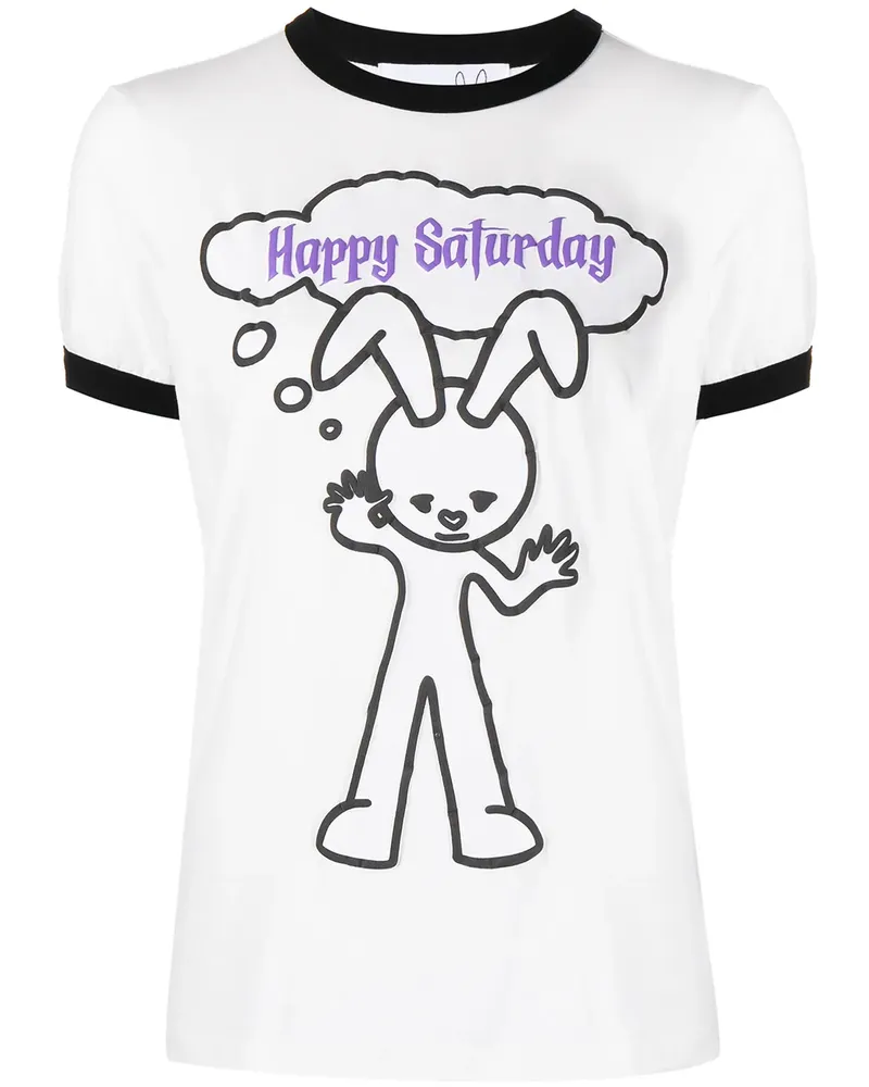 Natasha Zinko T-Shirt mit Cartoon-Print - Weiß Weiß