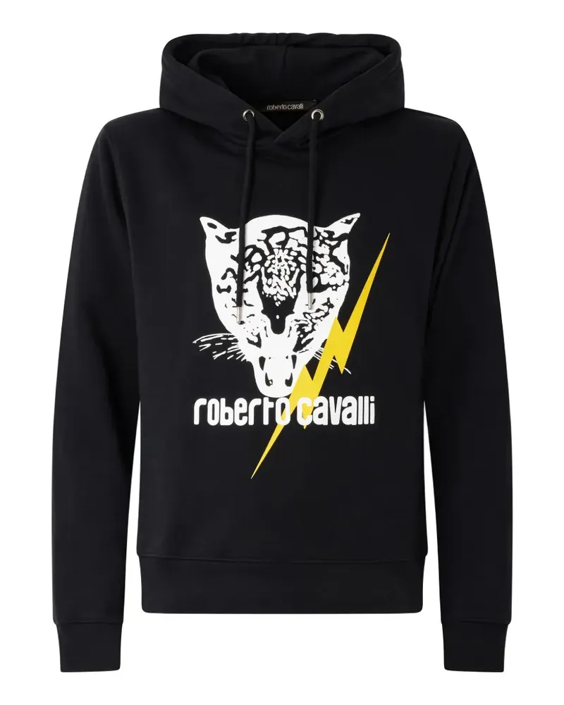 Roberto Cavalli graphic-print drawstring hoodie - Schwarz Schwarz