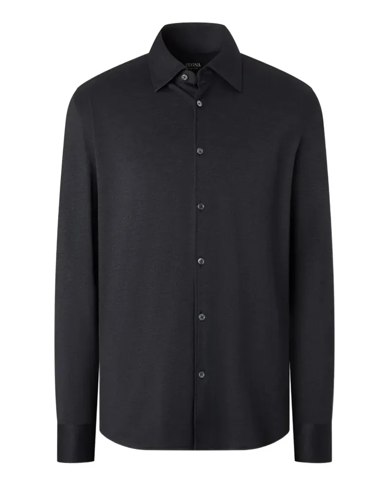 Ermenegildo Zegna Marineblaues Hemd aus Kaschmir und Seide - Grau Grau
