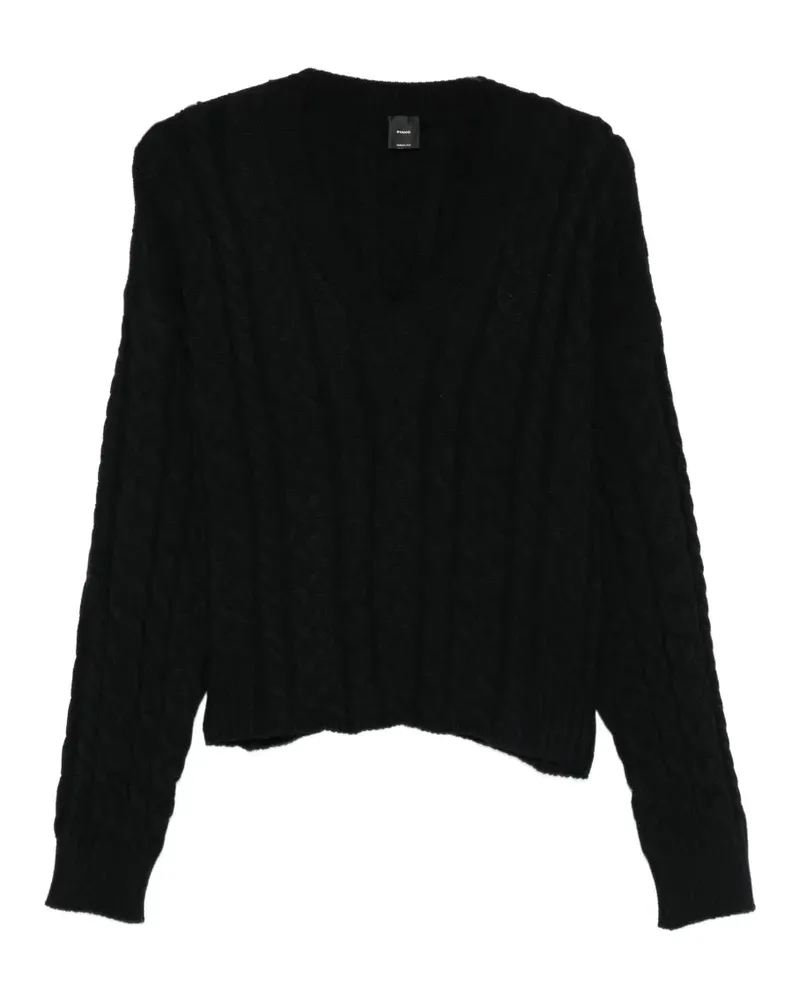 Pinko V-neck cable-knit sweater - Schwarz Schwarz