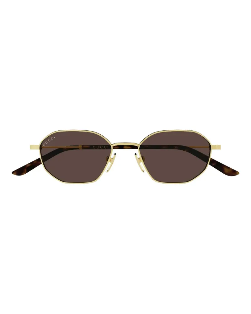 Gucci Sonnenbrille mit geometrischem Gestell - Gold Gold