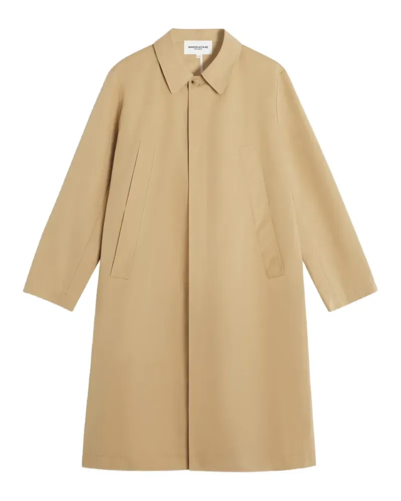 Kitsuné concealed-fastening logo-plaque coat - Nude Nude