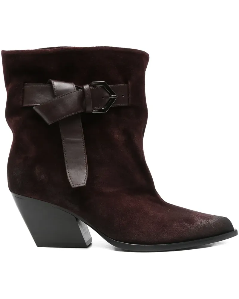 Elena Iachi Stiefel aus Wildleder mit Schnallendetail 70mm - Rot Rot