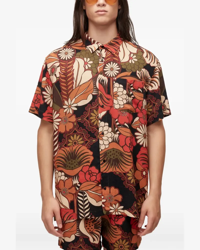 Osklen floral-pattern short-sleeve shirt - Schwarz Schwarz