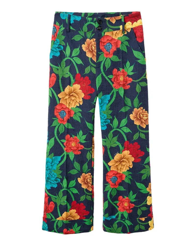 La DoubleJ Hose mit Blumenprint - Blau Blau