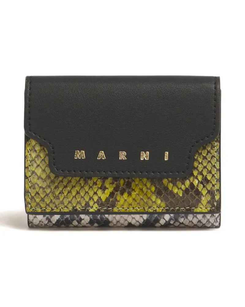 Marni Portemonnaie mit Python-Print - ZO998 BLACK/STONE WHITE/AMBER Zo998