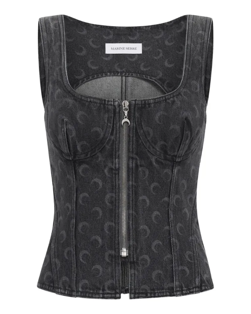 Marine Serre Moon Jeans-Bustier mit Laser-Cuts - Grau Grau