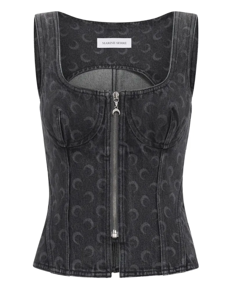 Marine Serre Moon Jeans-Bustier mit Laser-Cuts - Grau Grau