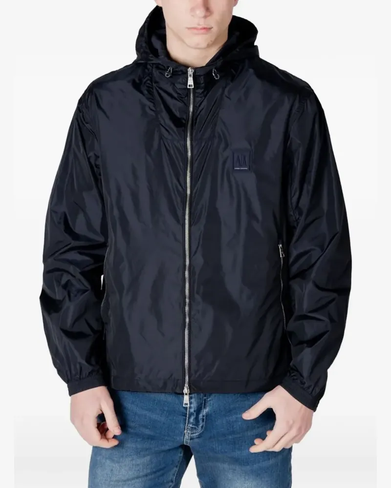 Armani Exchange Kapuzenjacke mit Logo-Patch - Blau Blau