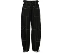 Hose mit Paperbag-Taille - Schwarz