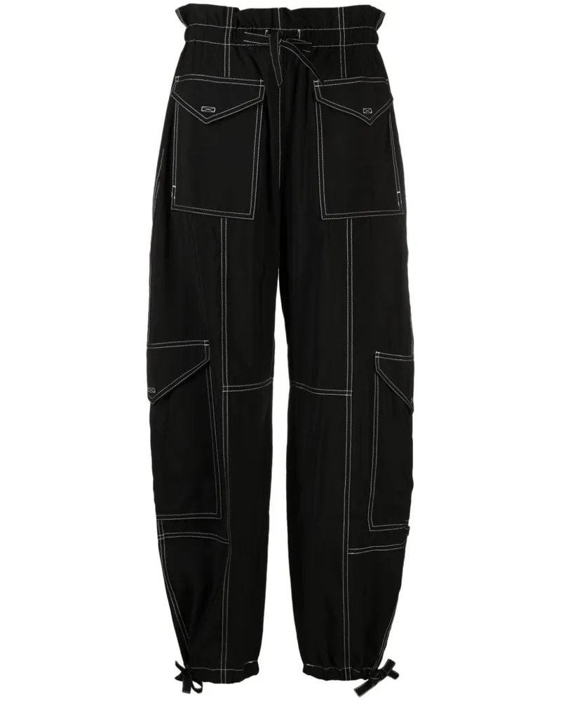 Ganni Hose mit Stickerei - Schwarz Schwarz