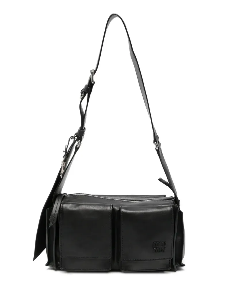 Miu Miu multi-pocket leather shoulder bag - Schwarz Schwarz