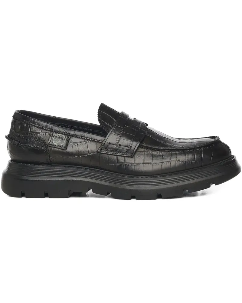 Giuliano Galiano crocodile-print round-toe loafers - Schwarz Schwarz