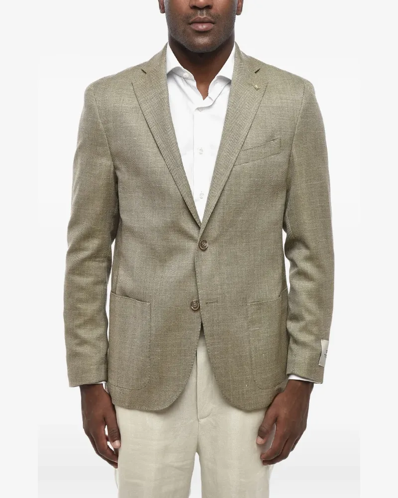 Corneliani herringbone single-breasted blazer - Nude Nude