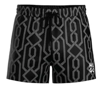 Badeshorts mit geometrischem Muster - Schwarz