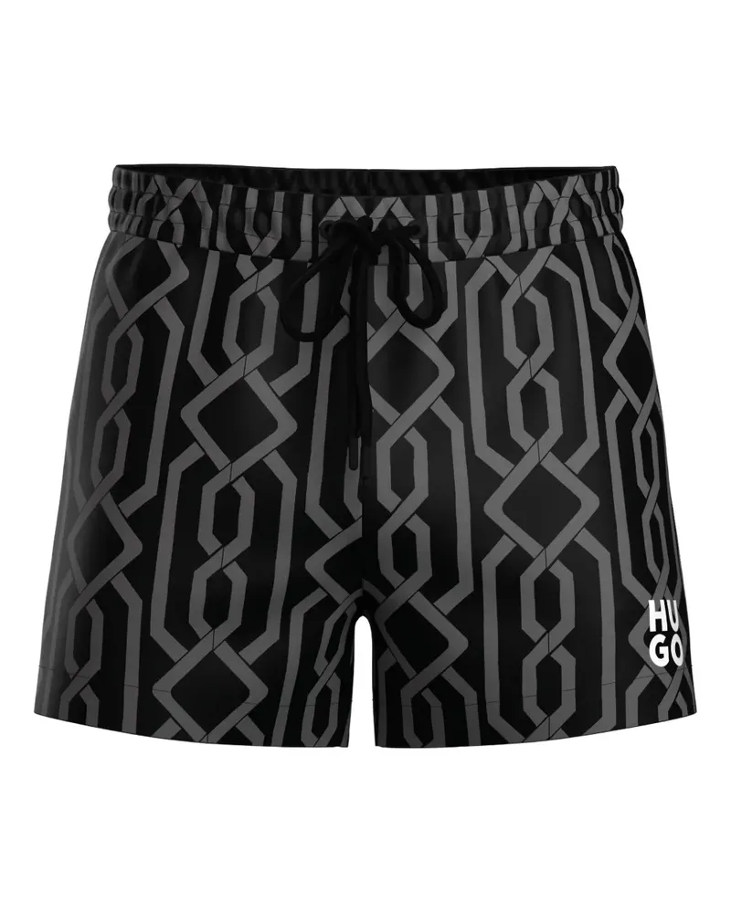 HUGO BOSS Badeshorts mit geometrischem Muster - Schwarz Schwarz