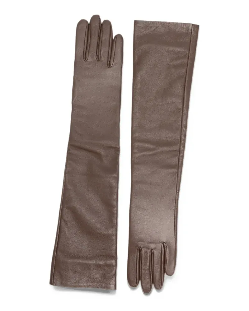 FRANKIE Shop Veneto long-length leather gloves - Braun Braun