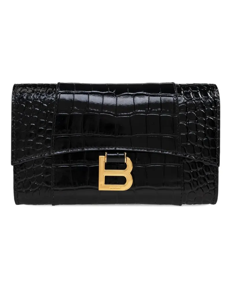 Balenciaga Hourglass Portemonnaie mit Kettenriemen - Schwarz Schwarz