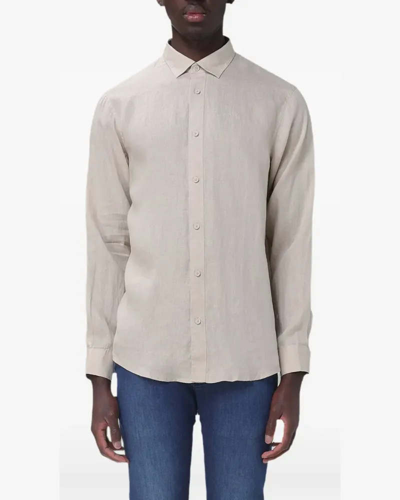 Emporio Armani linen long-sleeve shirt - Nude Nude