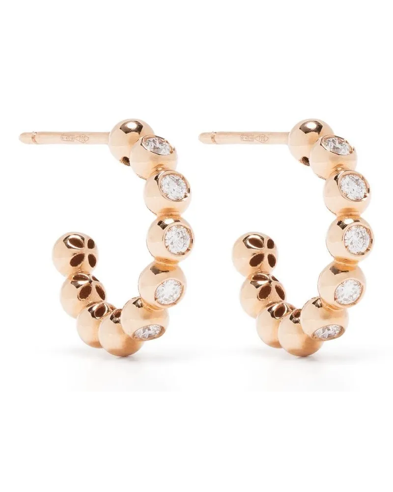 Pragnell 18kt Rotgoldcreolen mit Diamanten - Rosa Rosa