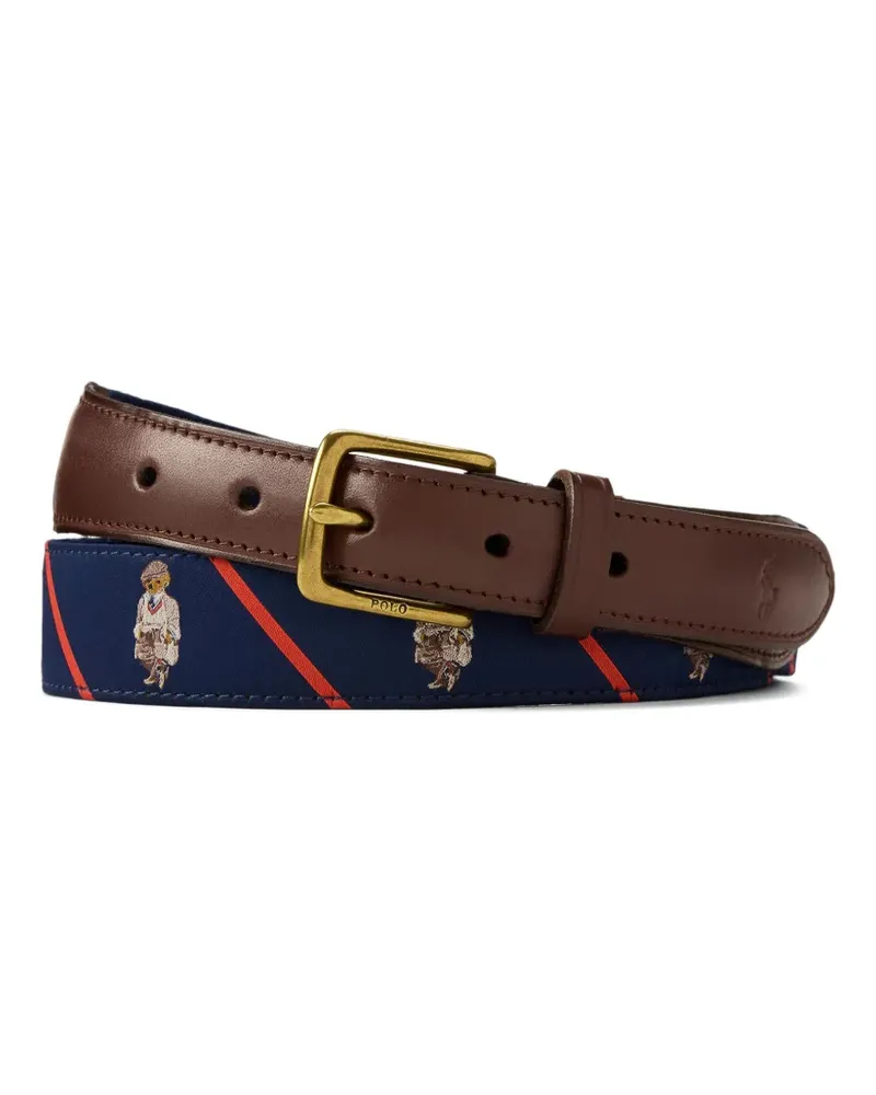 Ralph Lauren Gestreifter Polo Bear Gürtel - Blau Blau
