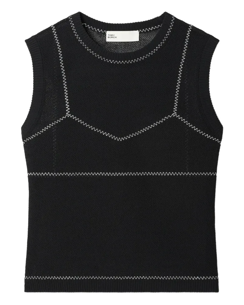 Tory Burch Top mit Netzeinsatz - Schwarz Schwarz