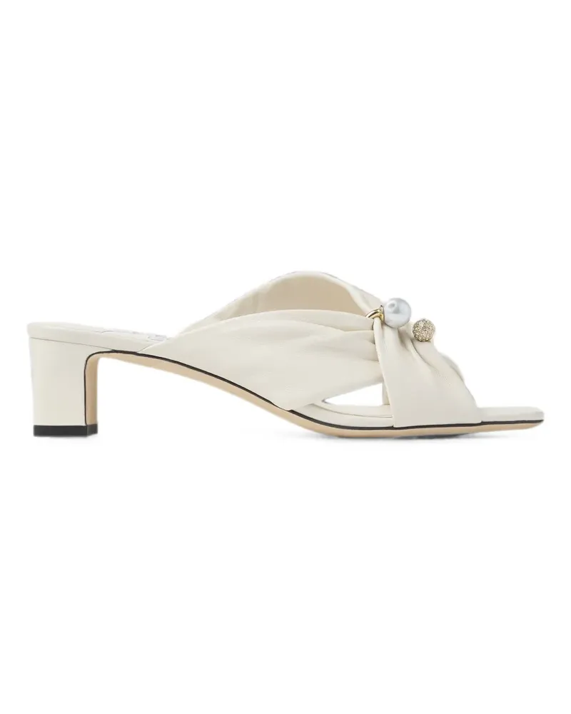 Jimmy Choo Rafi 45 Mules mit Perlenverzierung - Weiß Weiß