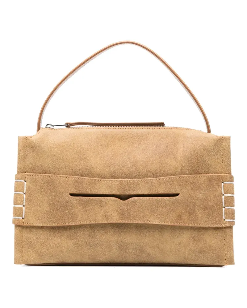 J.W.Anderson Loafer waxed suede tote bag - Nude Nude
