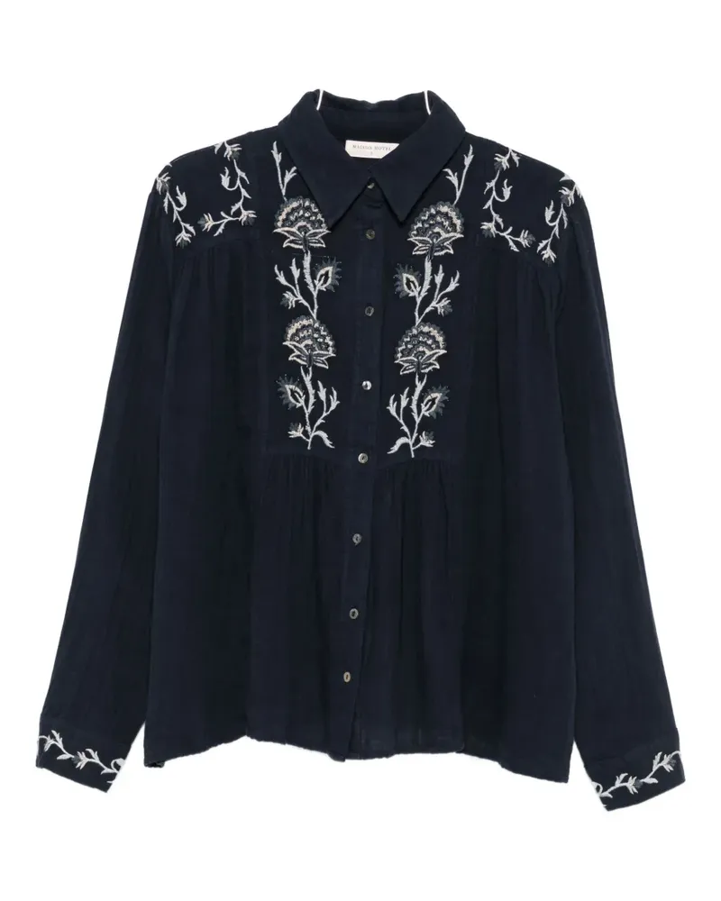 MAISON HOTEL floral-embroidered cotton shirt - Blau Blau
