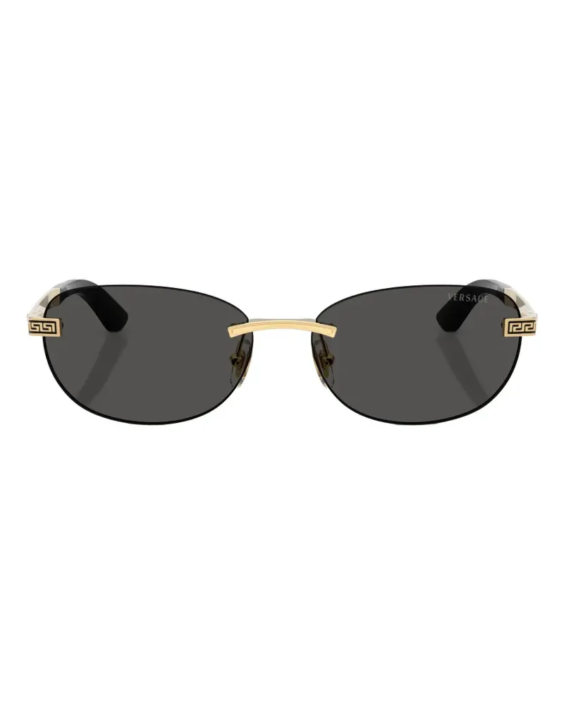 Versace Rahmenlose Greca Sonnenbrille mit ovalem Gestell - Gold Gold
