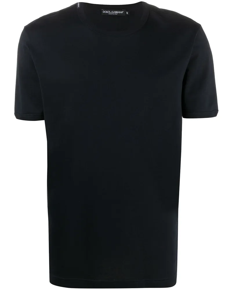 Dolce & Gabbana logo label crew neck T-shirt - Blau Blau