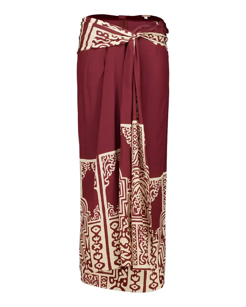Johanna Ortiz knot-detail geometric-print skirt - Rot Rot