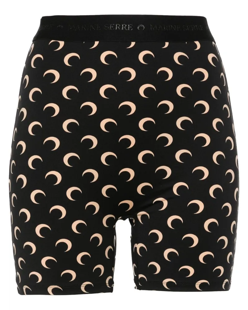 Marine Serre Shorts mit Halbmond-Print Schwarz