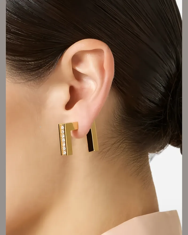 Elisabetta Franchi crystal-embellished geometric earrings - Gold Gold