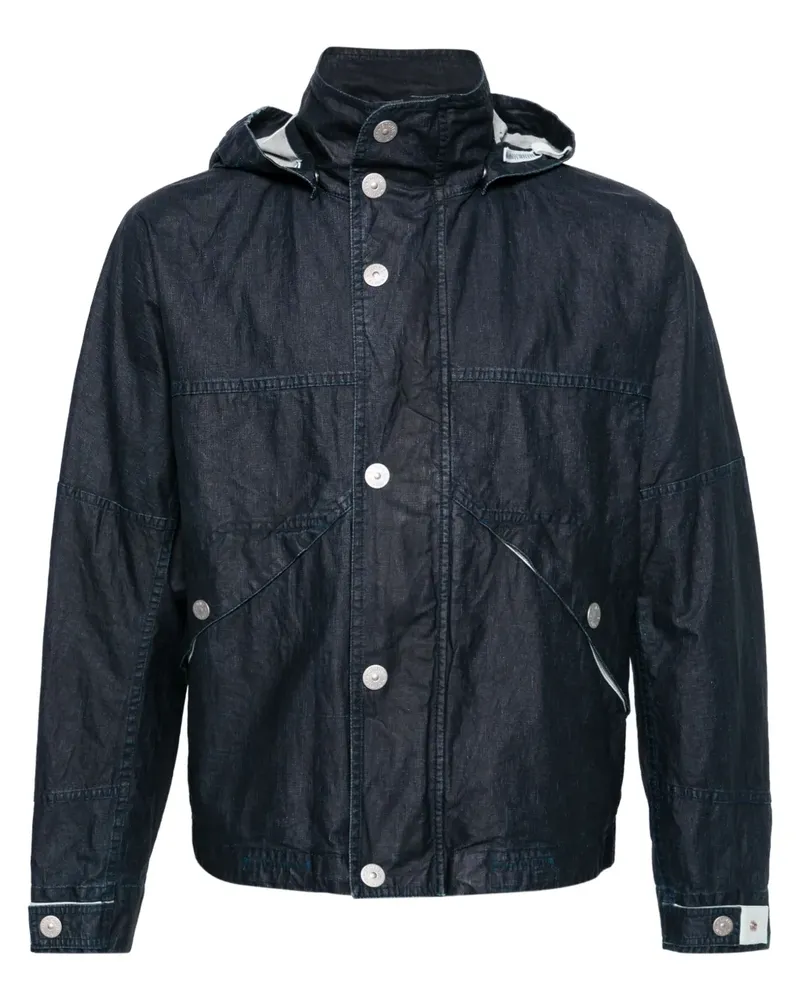 Stone Island Raw Plated Kapuzenjacke aus Leinen - Blau Blau