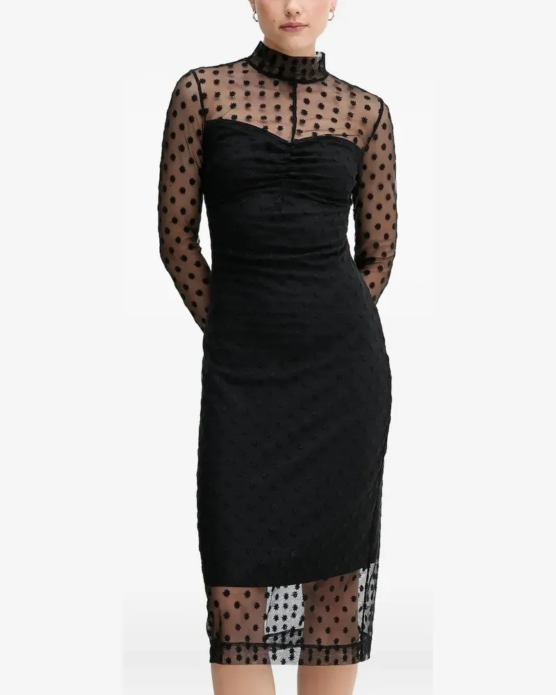 Sisley Kleid mit Blumenstickerei - Schwarz Schwarz